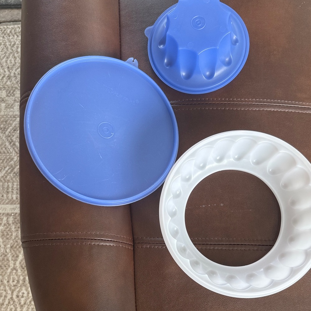 Tupperware Blue and White Jello Mold Set